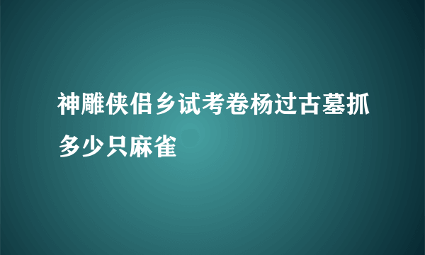 神雕侠侣乡试考卷杨过古墓抓多少只麻雀