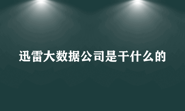 迅雷大数据公司是干什么的