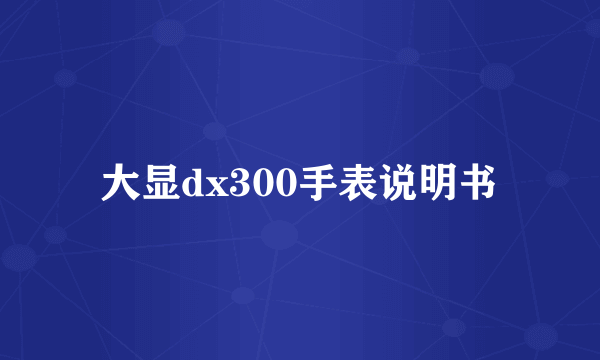 大显dx300手表说明书