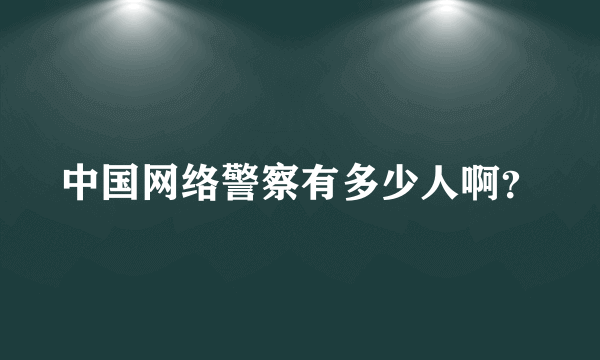 中国网络警察有多少人啊？