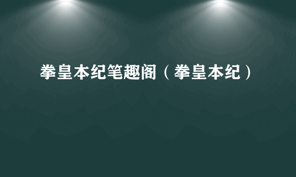 拳皇本纪笔趣阁（拳皇本纪）