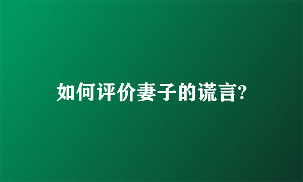 如何评价妻子的谎言?