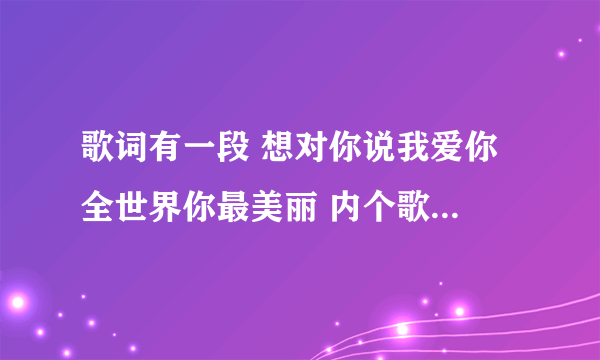 歌词有一段 想对你说我爱你 全世界你最美丽 内个歌叫什么？