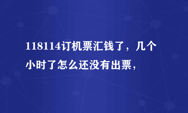 118114订机票汇钱了，几个小时了怎么还没有出票，