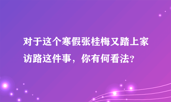 对于这个寒假张桂梅又踏上家访路这件事，你有何看法？