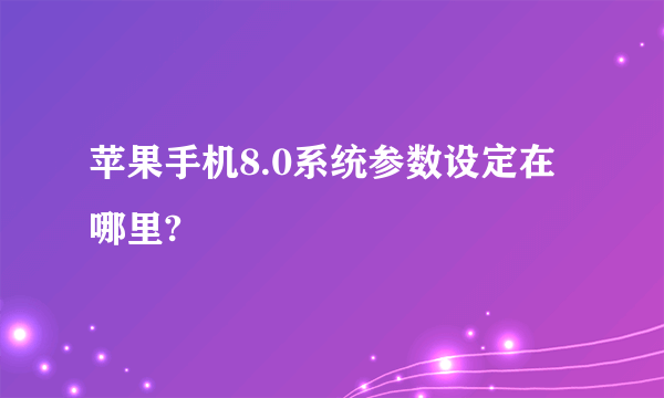 苹果手机8.0系统参数设定在哪里?