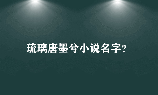 琉璃唐墨兮小说名字？