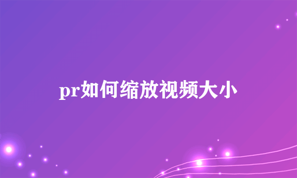 pr如何缩放视频大小