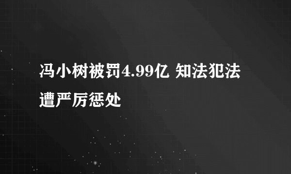 冯小树被罚4.99亿 知法犯法遭严厉惩处