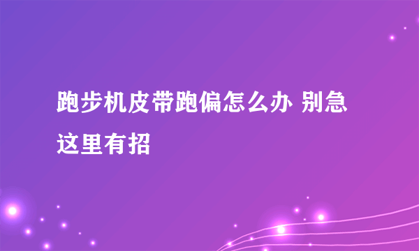 跑步机皮带跑偏怎么办 别急这里有招