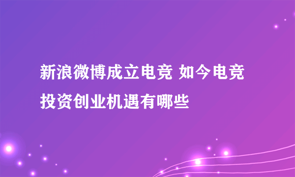 新浪微博成立电竞 如今电竞投资创业机遇有哪些