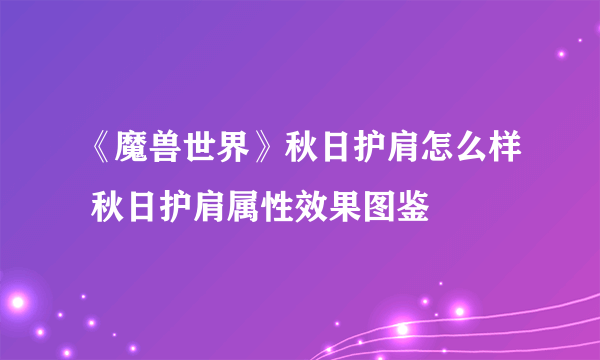 《魔兽世界》秋日护肩怎么样 秋日护肩属性效果图鉴