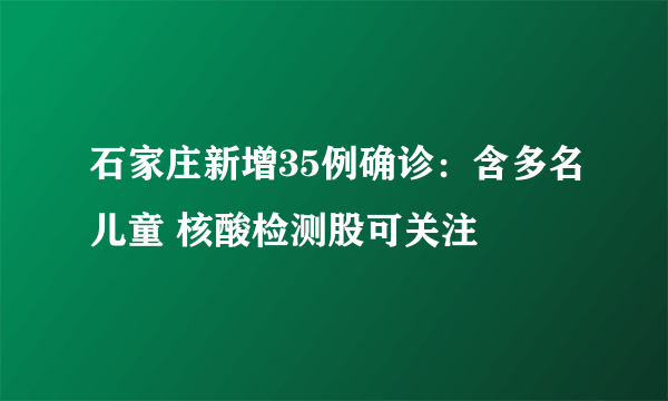 石家庄新增35例确诊：含多名儿童 核酸检测股可关注