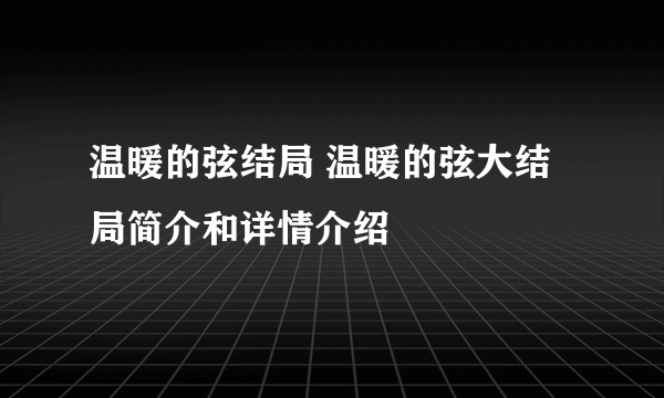 温暖的弦结局 温暖的弦大结局简介和详情介绍