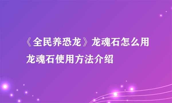 《全民养恐龙》龙魂石怎么用 龙魂石使用方法介绍