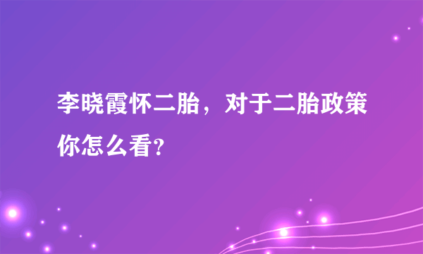 李晓霞怀二胎，对于二胎政策你怎么看？