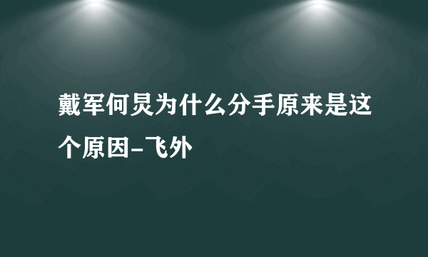 戴军何炅为什么分手原来是这个原因-飞外