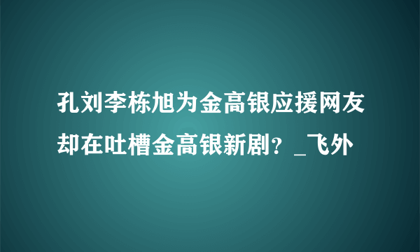 孔刘李栋旭为金高银应援网友却在吐槽金高银新剧？_飞外