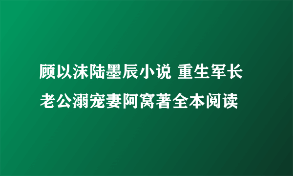 顾以沫陆墨辰小说 重生军长老公溺宠妻阿窝著全本阅读