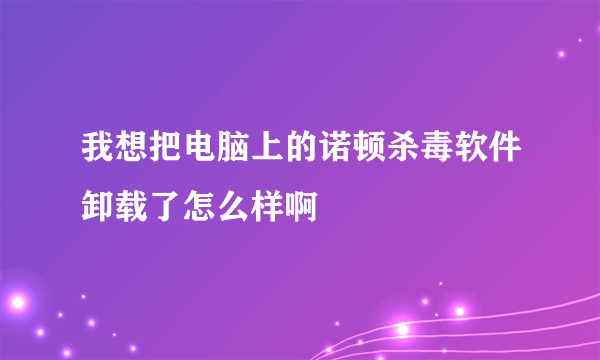 我想把电脑上的诺顿杀毒软件卸载了怎么样啊