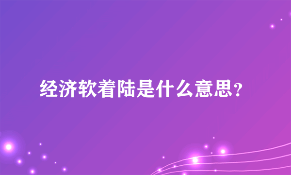 经济软着陆是什么意思？