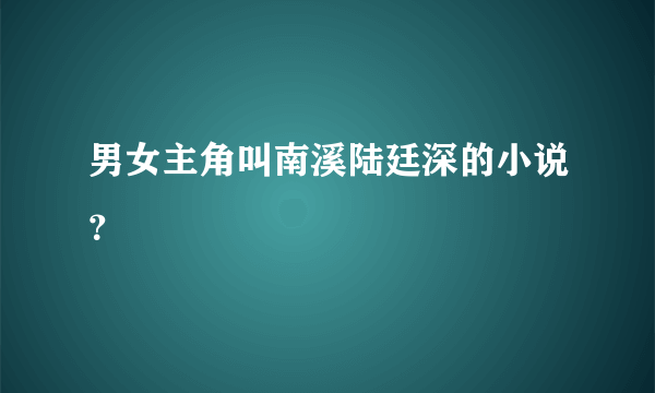 男女主角叫南溪陆廷深的小说？