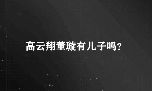 高云翔董璇有儿子吗？