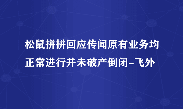 松鼠拼拼回应传闻原有业务均正常进行并未破产倒闭-飞外