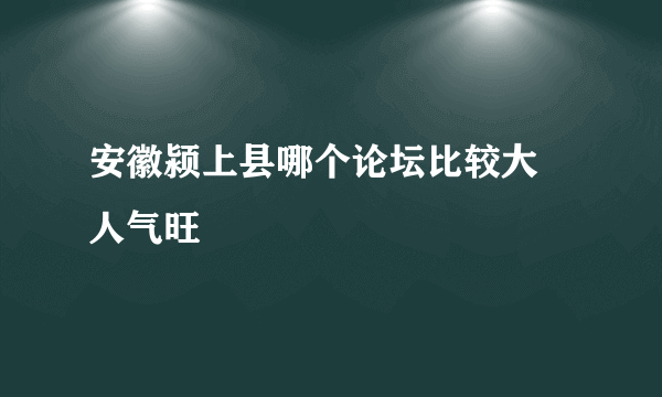 安徽颍上县哪个论坛比较大 人气旺