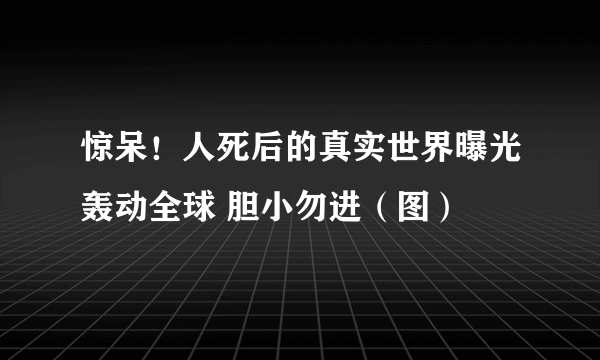 惊呆！人死后的真实世界曝光轰动全球 胆小勿进（图）