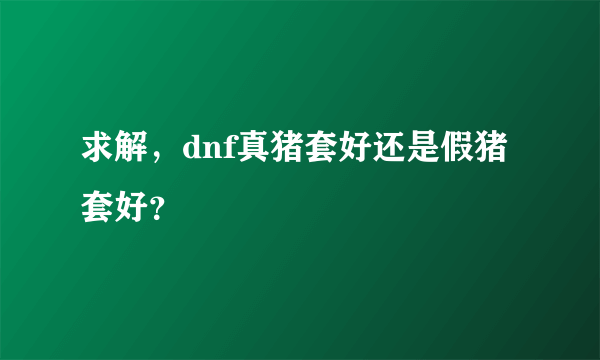 求解，dnf真猪套好还是假猪套好？