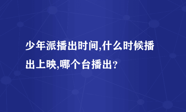 少年派播出时间,什么时候播出上映,哪个台播出？