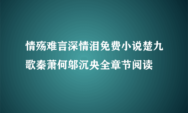 情殇难言深情泪免费小说楚九歌秦萧何邬沉央全章节阅读