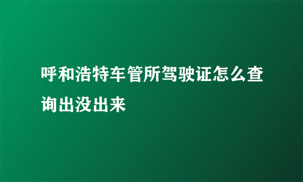 呼和浩特车管所驾驶证怎么查询出没出来