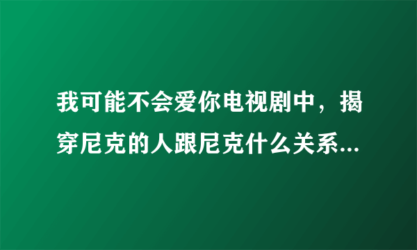 我可能不会爱你电视剧中，揭穿尼克的人跟尼克什么关系？看起来像gay啊？