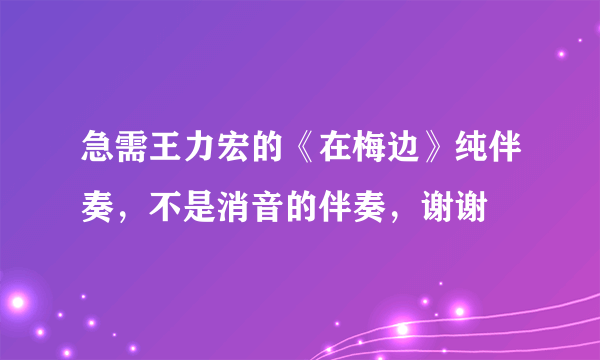 急需王力宏的《在梅边》纯伴奏，不是消音的伴奏，谢谢