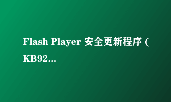 Flash Player 安全更新程序 (KB923789)安装不了都是失败,求你...