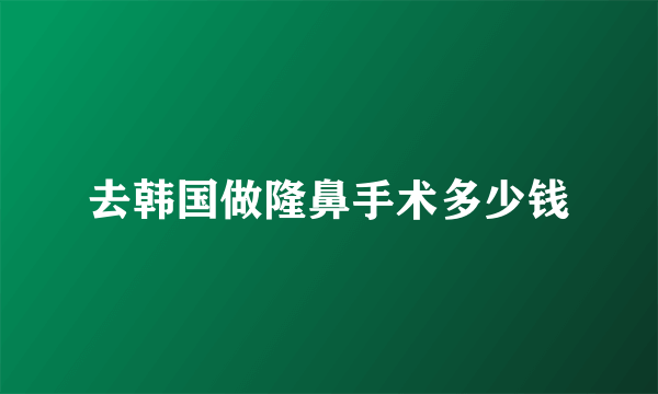 去韩国做隆鼻手术多少钱