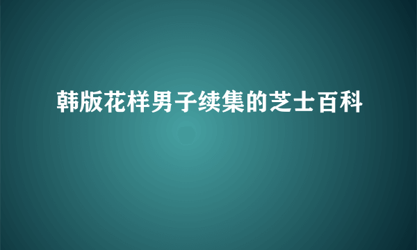 韩版花样男子续集的芝士百科