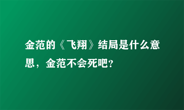 金范的《飞翔》结局是什么意思，金范不会死吧？