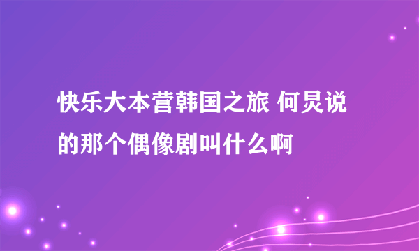 快乐大本营韩国之旅 何炅说的那个偶像剧叫什么啊