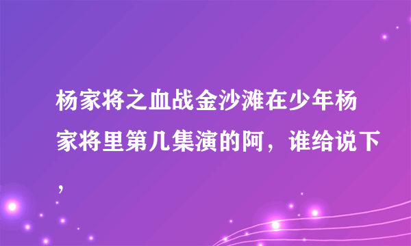 杨家将之血战金沙滩在少年杨家将里第几集演的阿，谁给说下，