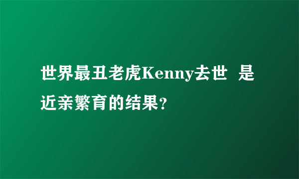 世界最丑老虎Kenny去世  是近亲繁育的结果？