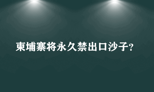 柬埔寨将永久禁出口沙子？