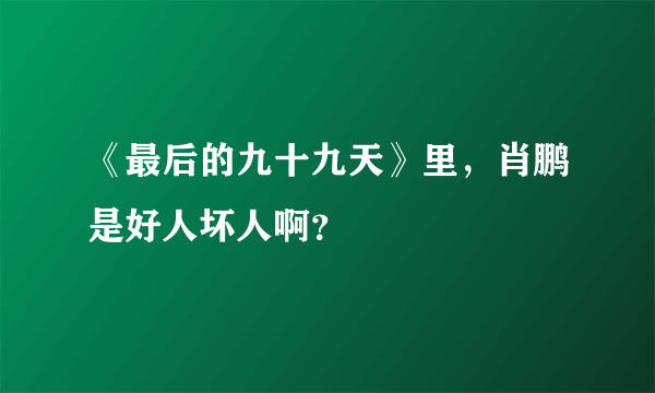 《最后的九十九天》里，肖鹏是好人坏人啊？