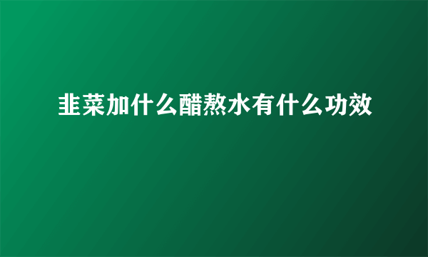 韭菜加什么醋熬水有什么功效