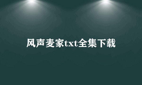 风声麦家txt全集下载