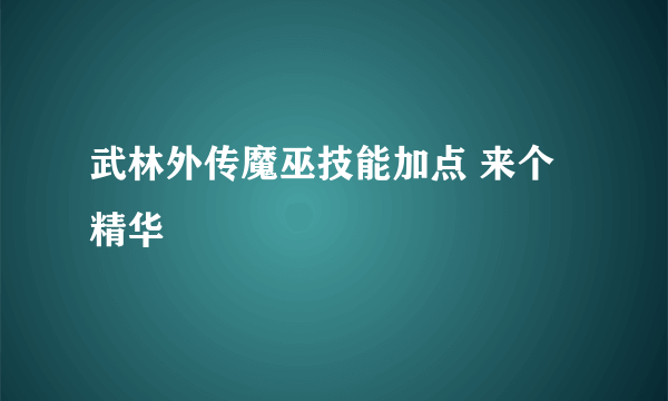 武林外传魔巫技能加点 来个精华