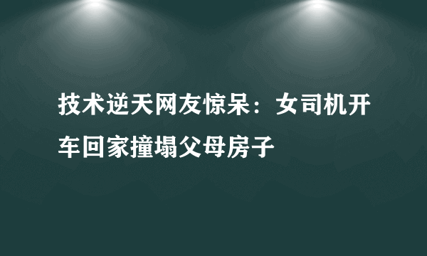 技术逆天网友惊呆：女司机开车回家撞塌父母房子