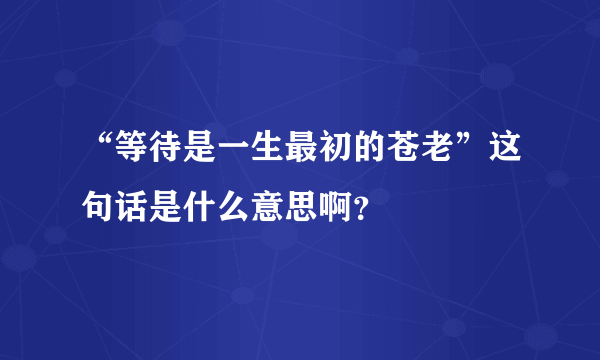 “等待是一生最初的苍老”这句话是什么意思啊？